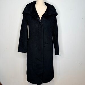 Cole Haan Black Wool Shawl Collar Coat Warm & Luxurious Women’s Size 8